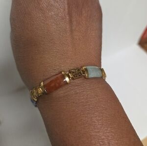 Multi-color Jade Bars Link Bracelet